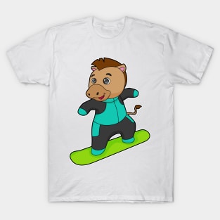 Horse as Snowboarder with Snowboard T-Shirt